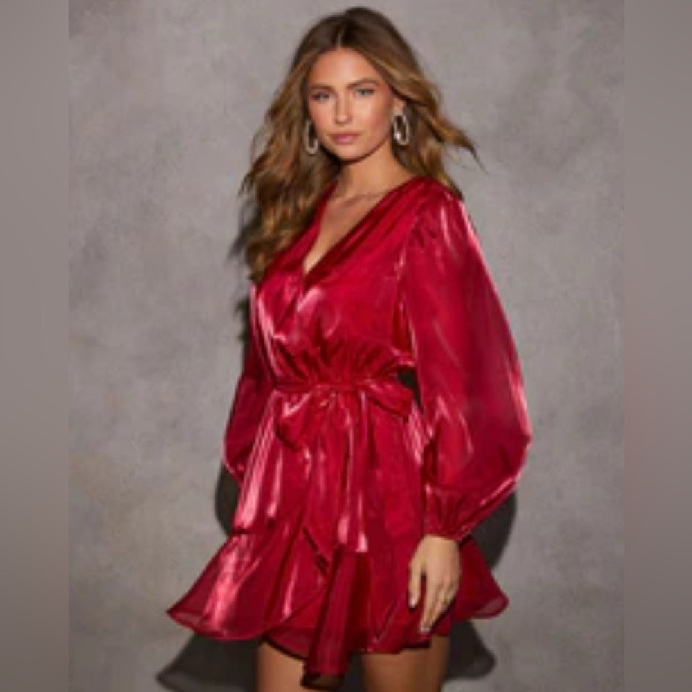 Vici Crimson Satin Mini Dress